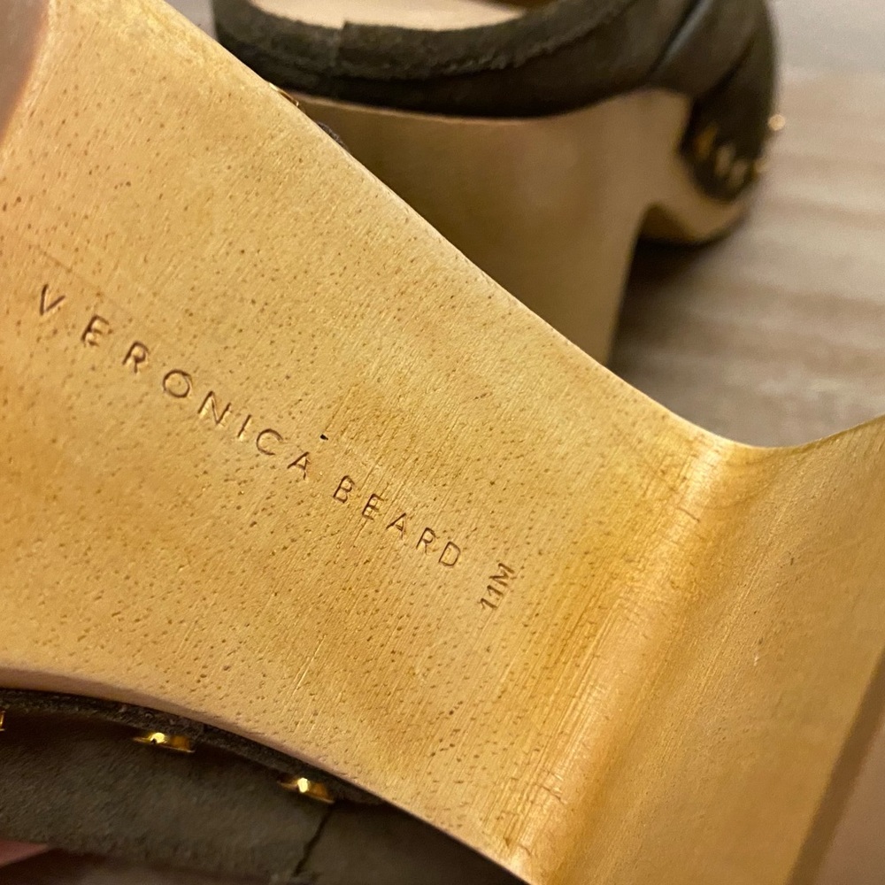 Veronica Beard Dacey Buckle Suede Clogs in Military (color) Women’s Size 11 - Picture 4 of 12